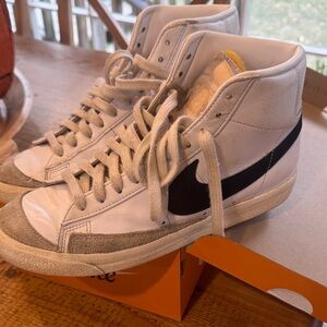 Nike White and Black High-Tops with Gray Accents